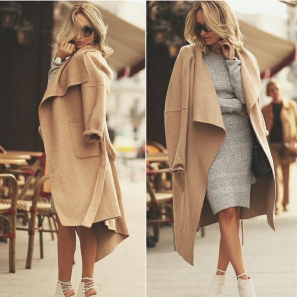 ZARA Handmade Waterfall Patch Pockets Wool coat - Picture 11 of 14